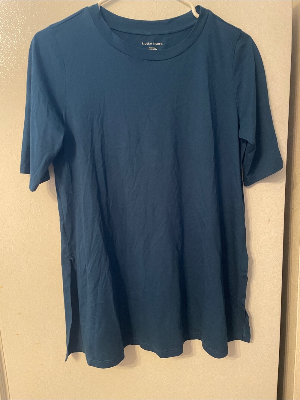 Eileen Fisher XXS Oversized Women’s Blue Everyday Crew Neck Tee 100% Cotton